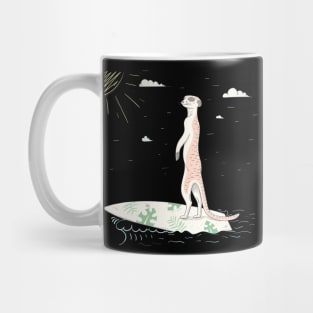 Lovely cute meerkat surfing on the surf Mug